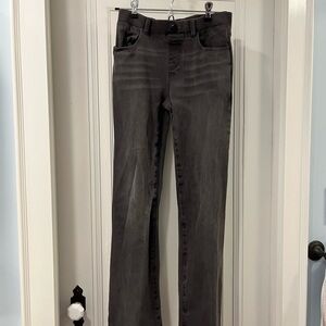 Betabrand gray-black stretch pull-on denim jeans XS flare bootcut